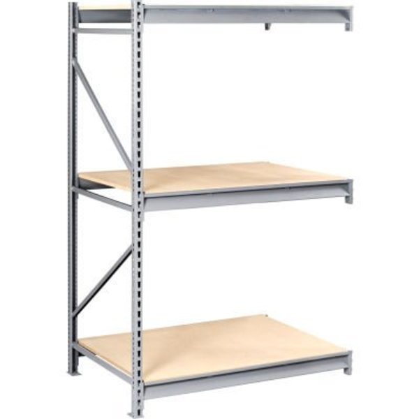 Tennsco Tennsco Bulk Storage Rack - 96"W x 36"D x 120"H - Add-On - 3 Shelf Levels - Wood Deck - Light Gray BU-9636120PA-LGY